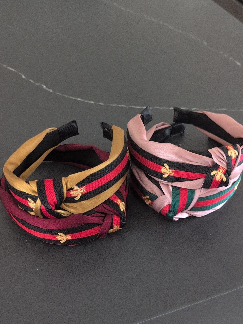 Striped Knot Headband - Pink & Mustard